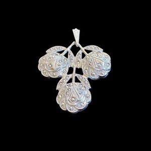 Vintage Theda Sterling Silver Flower Pendant with Sparkling Marcasite Stones